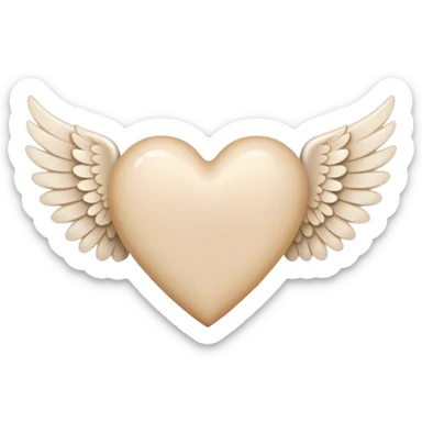beige heart with angel wings sticker
