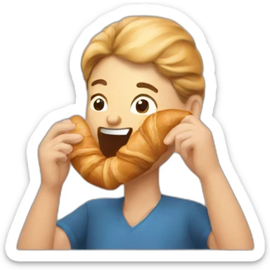 people nibbling croissant sticker