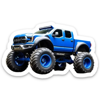Bigfoot - Bigfoot 4x4 (Model Year: 2022) (Iconic colour: Blue) - An oversized, rugged monster truck with bold, aggressive lines painted in a striking blue. Focus on massive, rugged tires and a muscular chassis that exudes raw power and an urban legend feel. sticker