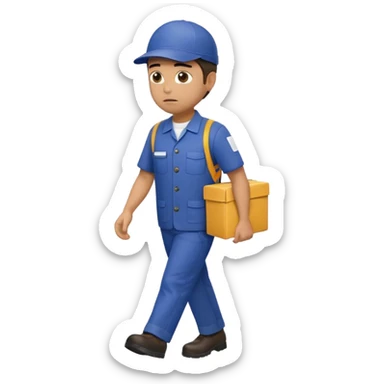 emoji of delivery man is going somewhere to the right , he is sad, he is dressed in work uniform sticker
