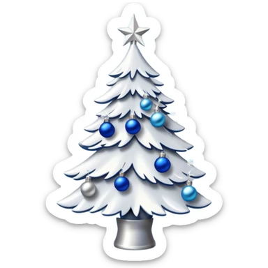 White christmas tree withe blue and silver decoration sticker