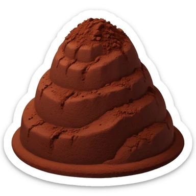 small mound or loose scatter of fine cocoa powder, rich dark brown tones, matte velvety surface, smooth, slightly airy texture, softly contoured, no spoon or extras, soft lighting, subtle shadows, emoji scale sticker