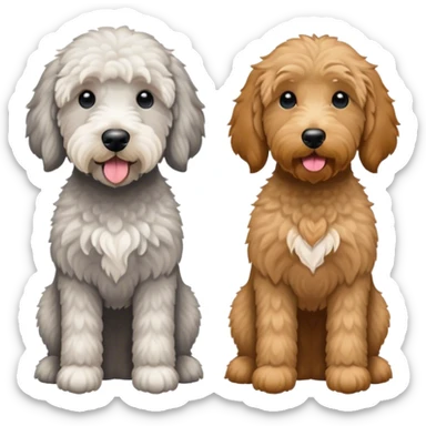 Gray and white goldendoodle and a tan goldendoodle  sticker