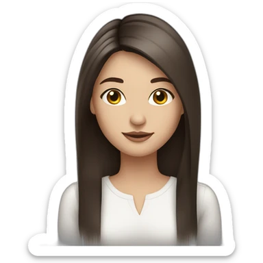 Fair skinned pretty woman with long straight dark brown hair sticker