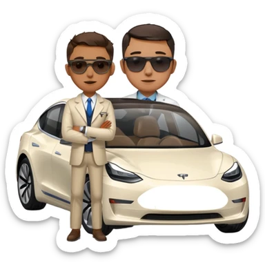 White tesla model 3 with a physician with sunglasses next to it sticker