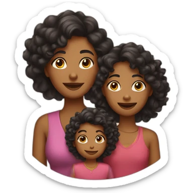 indian family with mom and one daughter curly hair sticker