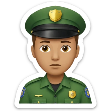 green uniform police without cap sticker