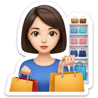 Brunette girl with bob hair shopping  sticker