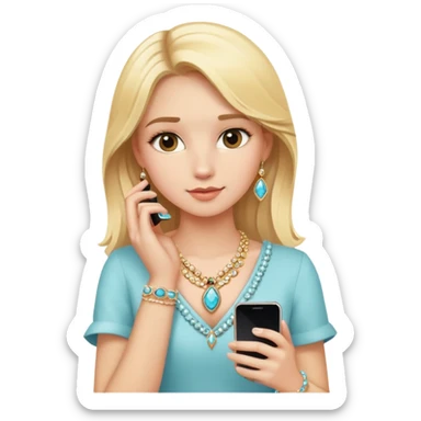 blonde girl with jewelry phone sticker