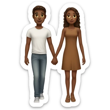 A tall 1m90 brown boy holding hands with a beautiful 1m57 brown girl.  sticker