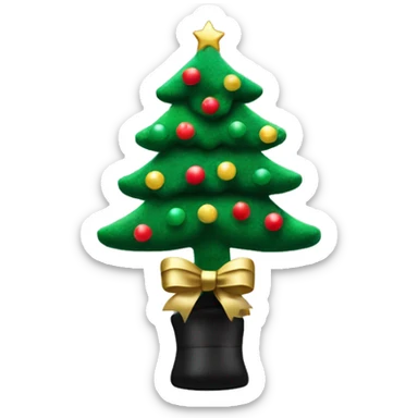 Flocked Christmas tree with black bows sticker