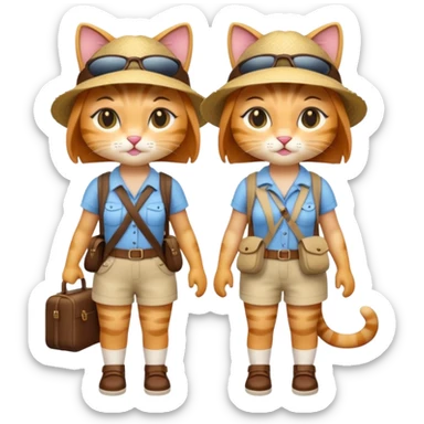 2 girl cats dressed up as tourists full body sticker