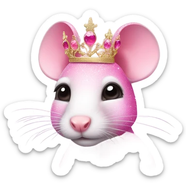Pink ombre rat with tiara and glitted sticker