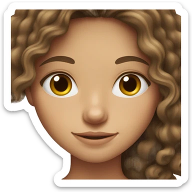 brunette girl with freckles, brown eyes, wavy hair, caucasian  sticker