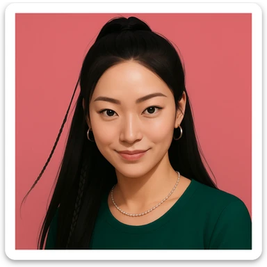 Create an illustrated portrait of the person in the reference image, keeping the pose and background, in a clean, semi-realistic digital art style. Preserve the original composition and details while enhancing with digital art techniques for a polished look. sticker