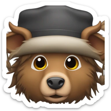 fullface doomer brown boar with stubble in a black winter hat sticker