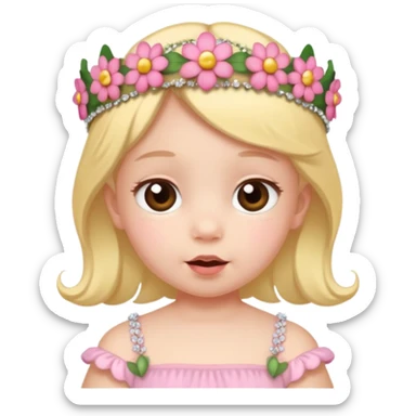 baby with flower tiara sticker