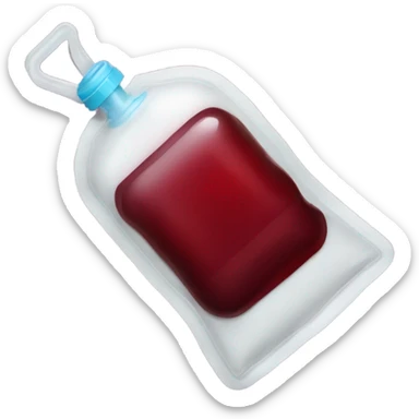 infusion bag with dark red liquid sticker