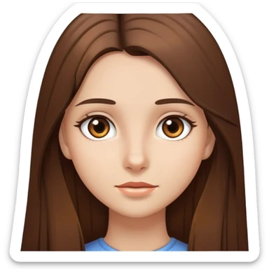 girl with long straight brown hair with brown eyes sticker
