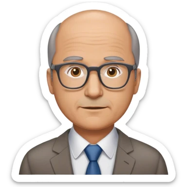 55 year old brown and gray haired balding man business casual with glasses sticker