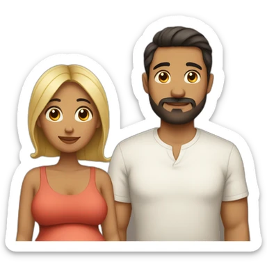 Latin pregnant wife and husband without mustache sticker