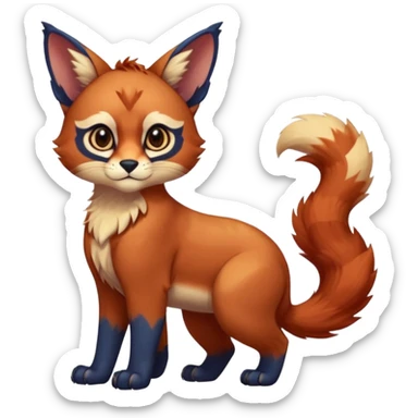 Colorful tropical blue exotic cute cool beautiful shiny beautiful fantasy-caracal-Gryphon-Cacomistle-Trico-Red-Panda-oncilla-animal-Fakémon-hybrid-fursona (full body) sticker