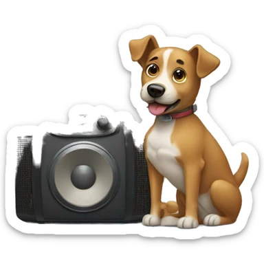 dog listening to the radio sticker