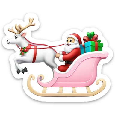 Pastel pink Santa sleigh being pulled by reindeer sticker