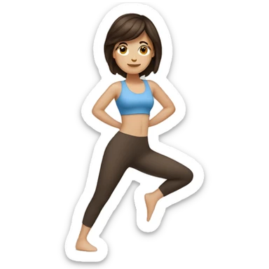 White girl with dark brown kind hair doing yoga  sticker