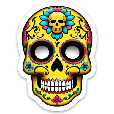 Sugar skull decorated with wu-tang clan logo sticker