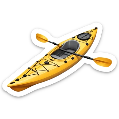 An icon showing a close-up of a sleek kayak with double-bladed paddles gliding through water. Splashes surround the boat as it cuts across a calm surface, symbolizing speed and focus. Transparent background emphasizes the dynamic and personal nature of kayak paddling. sticker