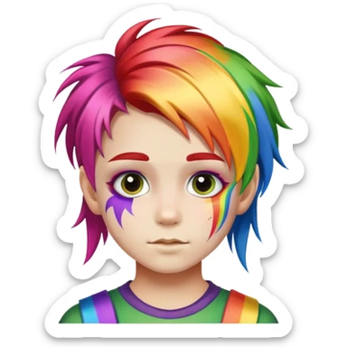 kid with rainbow hair and face paint sticker
