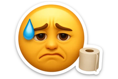 emoji stile iphone che riguarda l'argomento "stipsi/andrò al bagno oggi?", iperrealistico 4k sticker