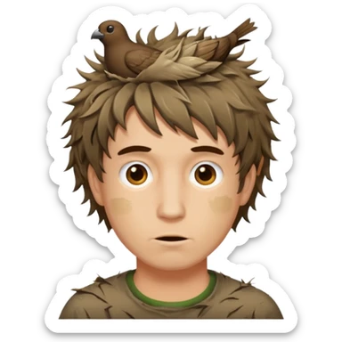 Man who has a Birds Nest haircut sticker