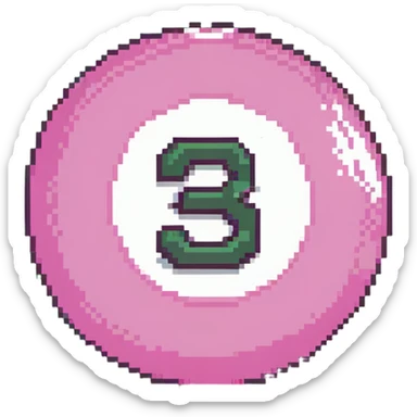 pink billiard ball with the number 23 inside a white circle sticker
