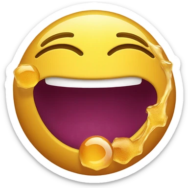 Smiling face vomiting honey in the form of two balls sticker
