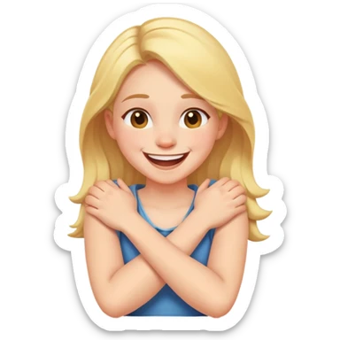 Girl with crossed arms around her neck laughing  sticker