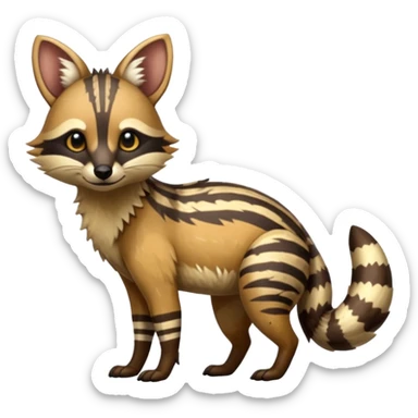 Shiny Glossy Aardwolf-Maned-Numbat-Tanuki-Genet-Bobcat-fusion-animal-hybrid-creature, full body sticker