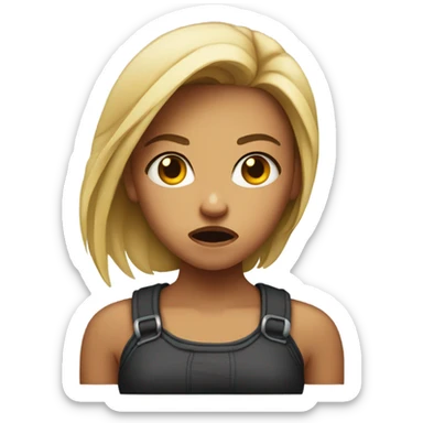 girl with mean upturned face sticker