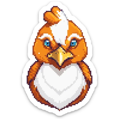 ultra-minimal blocky chicken head emoji with one large white square pixel, extremely simple and abstract, playful, matching Minecraft palette colors sticker