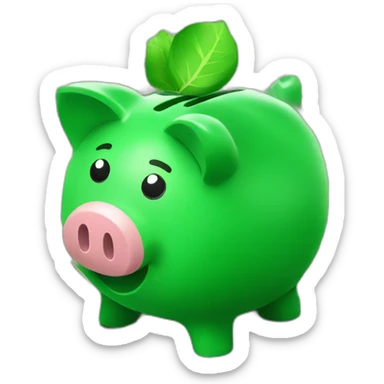 green piggybank sitting on money  sticker