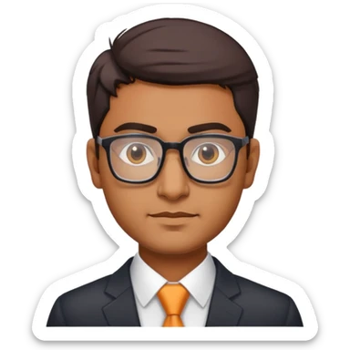 Indian finance bro with glasses, business attire, confident expression sticker