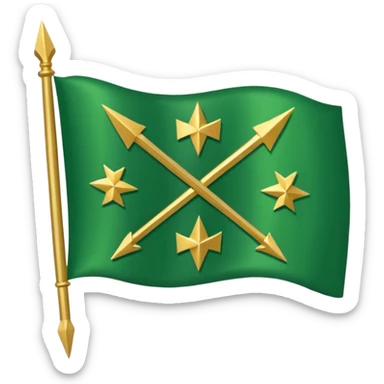 The Circassian flag (or the Flag of Adygea) is the national flag of the Circassians. It has a green background with twelve gold stars forming an arc that looks like a bow. There are three crossed arrows in the center. sticker