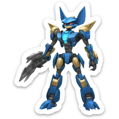 Futuristic mechanical medabot-lucario-mecha full body sticker