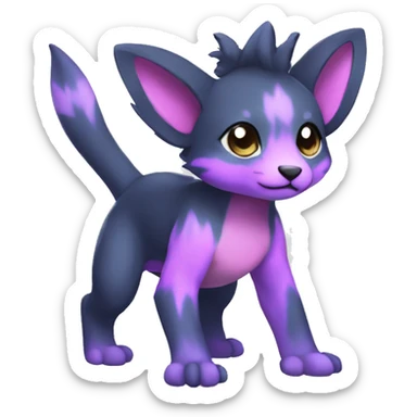 Cute cool black blue purple pink animal hybrid Fakemon full body sticker