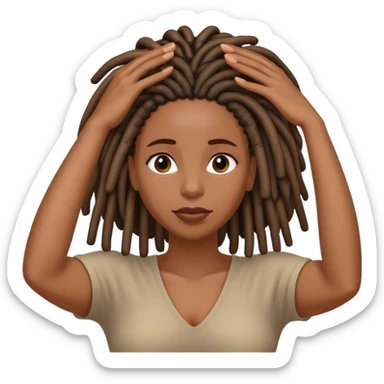Black woman with locs hand over head sticker