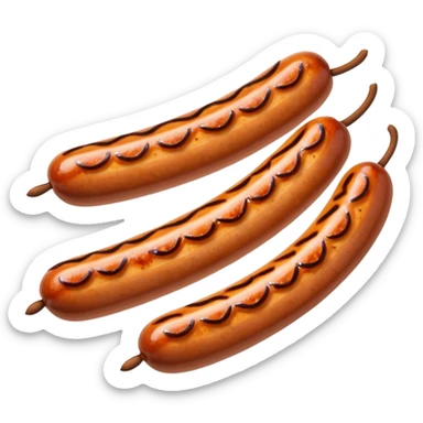 Single grilled sausage on a plain white background sticker