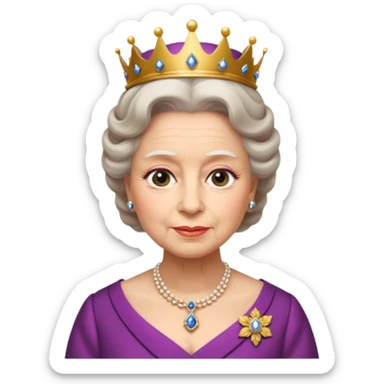 Queen Elizabeth II emoji, formal royal attire, neutral expression sticker