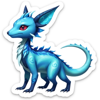 Anthropomorphic Shiny Iridescent Colorful Dark Shiny Exotic Salandit-Aurorus-Glaceon-Fakémon-hybrid-creature (full body)  sticker