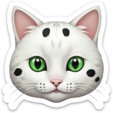 um gato branco com manchas pretas  olho preto e verde sticker